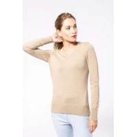 Pulover Femei In V KARIBAN KA966 Grey Melange