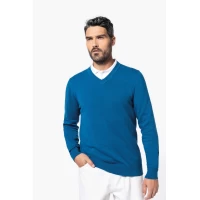 Pulover Barbati PREMIUM in V KARIBAN KA982 Mykonos Blue Heather