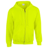 Hanorac GILDAN Gluga si Fermoar 271g Safety Green