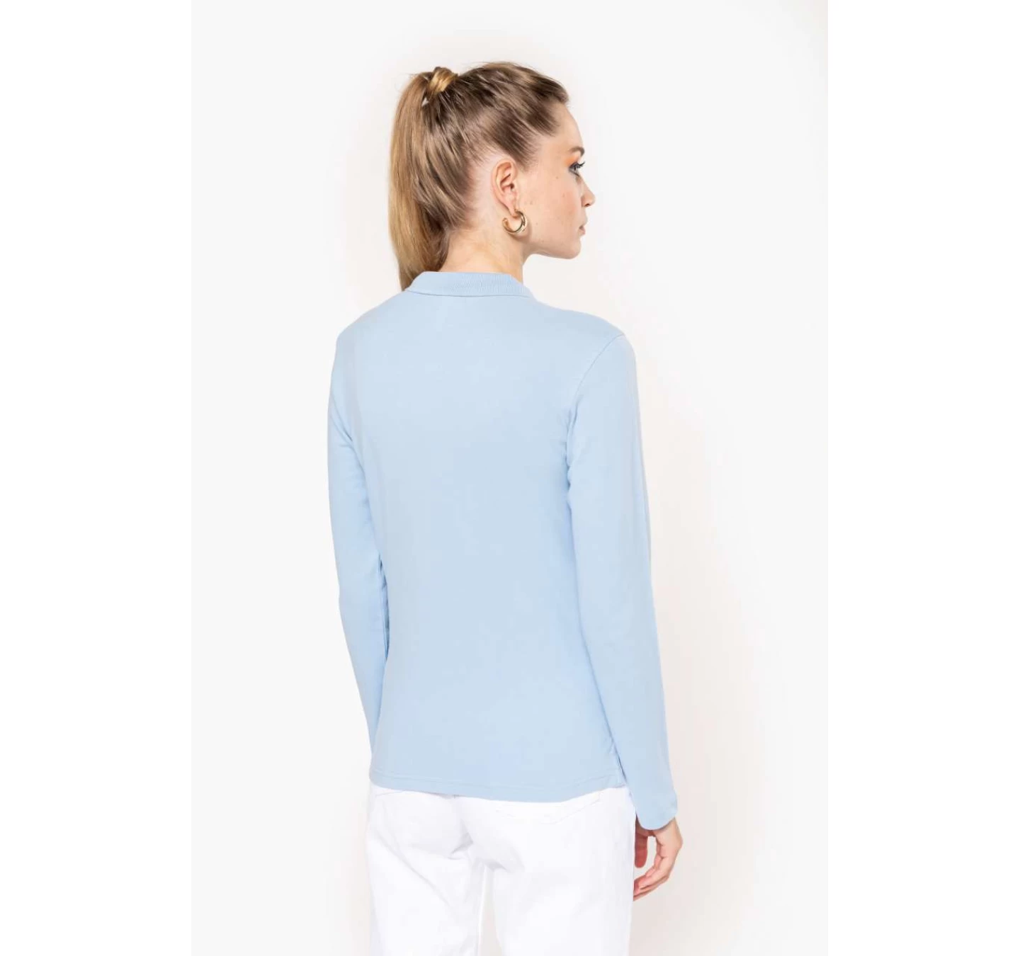 Tricou Polo maneca lunga Femei KA257 Sky Blue Tricou Polo maneca lunga Femei KA257 Sky Blue