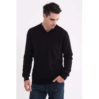 Pulover in V Bumbac LW9133 Negru