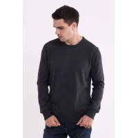 Pulover Bumbac LW9188 Dark Melange Grey