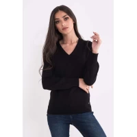 Pulover in V Bumbac LWL9133 Negru