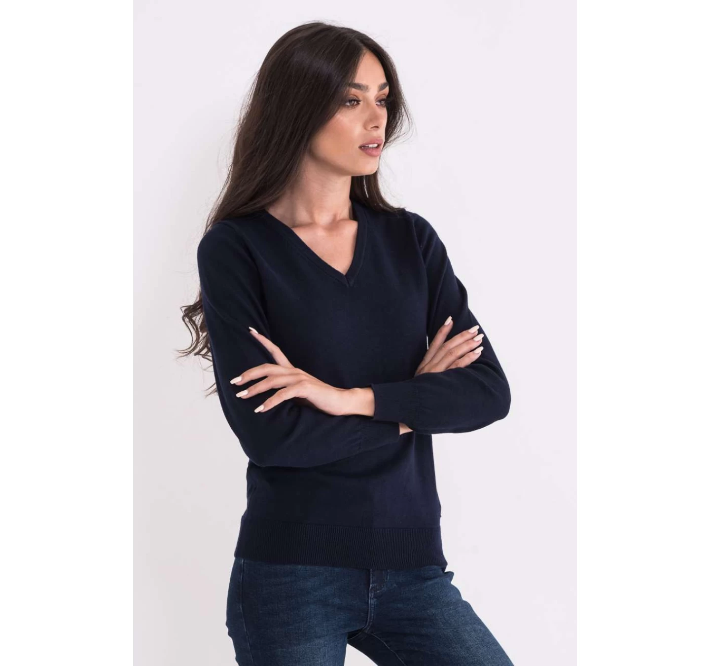 Pulover in V Bumbac LWL9133 Navy Pulover in V Bumbac LWL9133 Navy